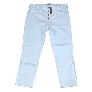 J.Crew 10" Vintage Straight White Denim Jeans 34 With Button Fly & Perfecting Po